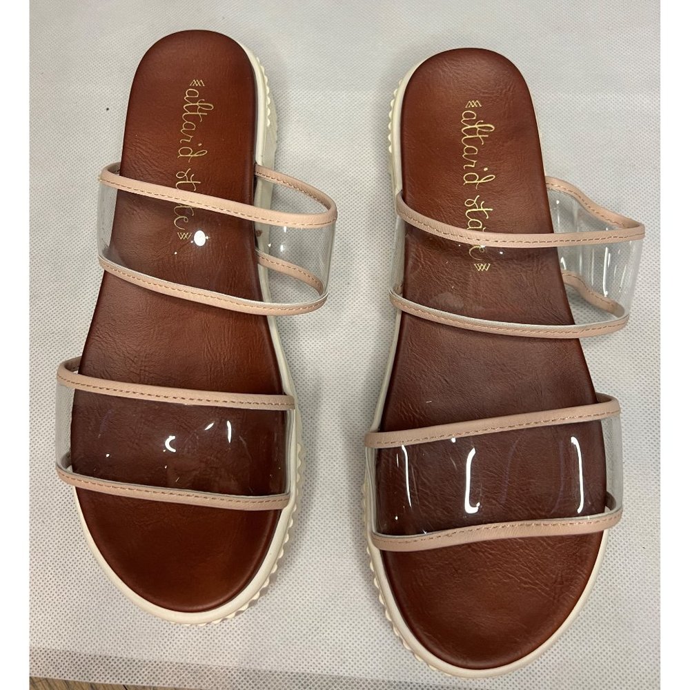 Altar'd State Women Vanne Clear Transparent Straps Sandals Slip on White 7.5 M